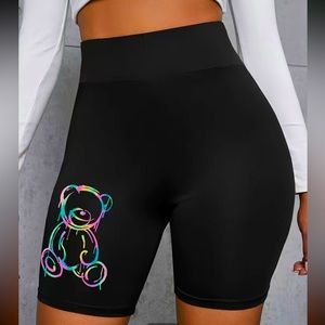 Ladies biker shorts with teddy bear outline